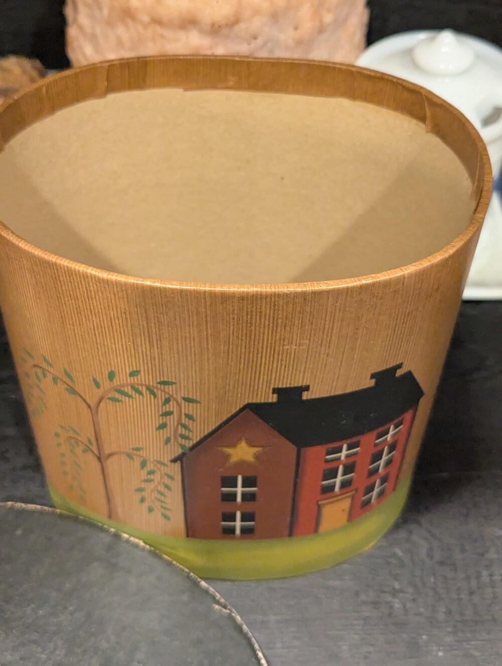 Primitive Folk Art Paper Mache Nesting Boxes Set of 3 Shaker House Willow Tree - Picture 11 of 13